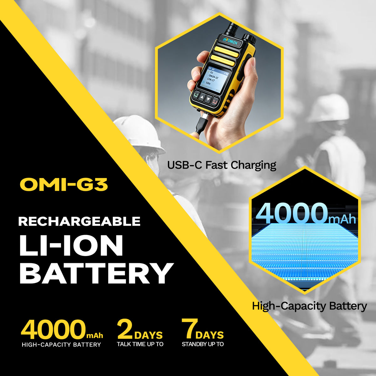 OMIZN G3 4G LTE Dual SIM Walkie Talkie, Unlimited Range, Lifetime Free, IP65, AES256 Encryption, Noise Reduction