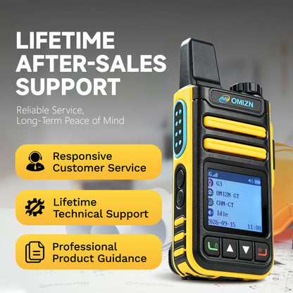 OMIZN G3 4G LTE Dual SIM Walkie Talkie, Unlimited Range, Lifetime Free, IP65, AES256 Encryption, Noise Reduction