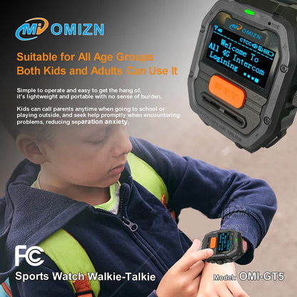 OMIZN GT5 Watch Walkie Talkie 4G Unlimited Range PoC Radios VOX Hands-Free IP65 AES256 Noise Reduction